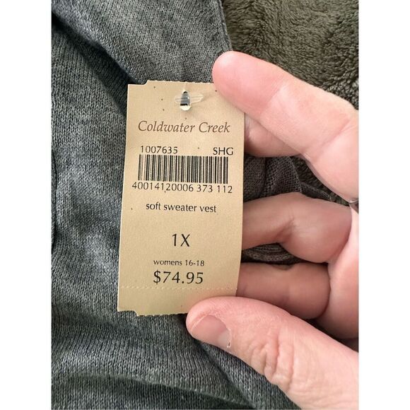 NWT Coldwater Creek Super Soft Sweater Vest Belted Gray 1X - Picture 9 of 9